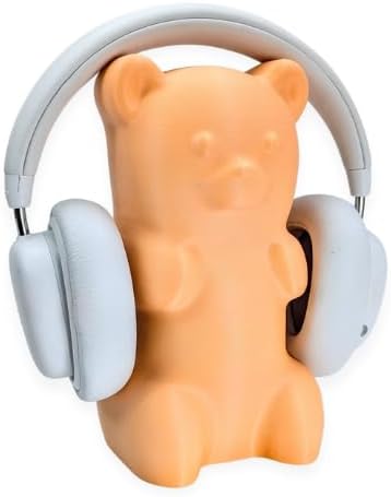 Gummy Bear Headphone Stand Hanger - Cute Headset Holder - Kawaii Desk Accessories - Compatible with Most Headphones (Pastel Orange)