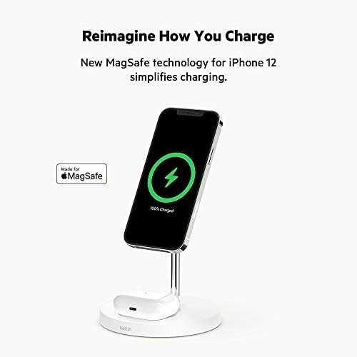 Belkin MagSafe 2-in-1 Wireless Charging Stand for Apple iPhone 17, iPhone 16, iPhone 15, iPhone 14 Series & AirPods - MagSafe Fast Charging Station for Multiple Devices - Black (Certified Refurbished)