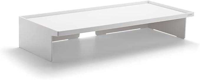 Poppin White Monitor Riser - Lacquer-Like Finish, Cable Cutout in Back, Take Monitor to New Heights, Doubles As All-Purpose Shelf, Stacks with Accessory and Letter Trays, 21,1" x 10,6" x 4,1"
