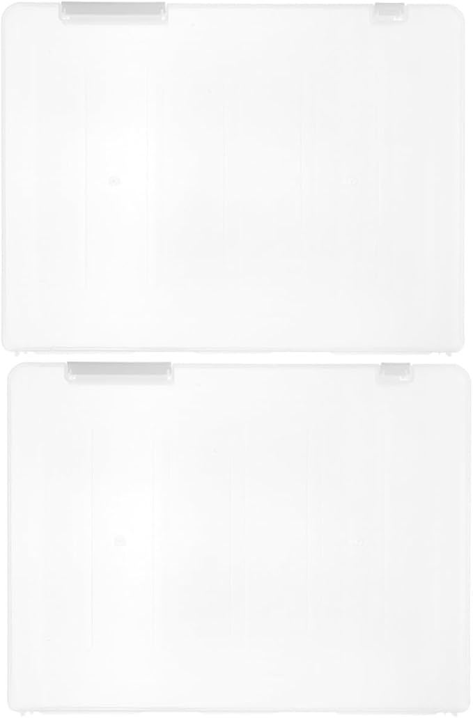 2pcs A4 Document Storage Box File Organizer Portable Stackable File Paper Organizer with Lid for Office Desktop Filing and Document Sorting