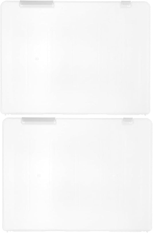 2pcs A4 Document Storage Box File Organizer Portable Stackable File Paper Organizer with Lid for Office Desktop Filing and Document Sorting