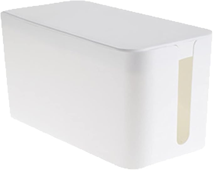 Cable Management Box,Cord Organizer Box for Home and Office System to Cover and Hide & Power Strips & Cords,Surge Protector (Small, White)