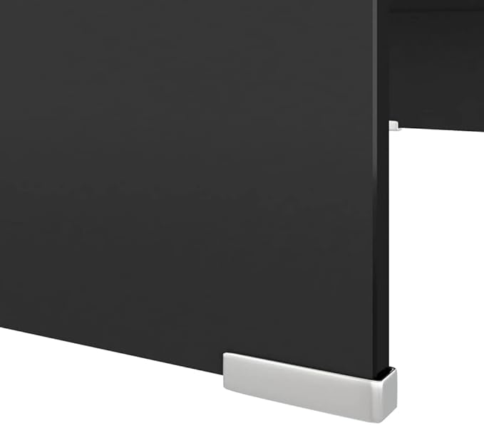 vidaXL Black Glass TV Stand and Monitor Riser - Modern Multimedia Organizer, Streamlined Design for Living Room