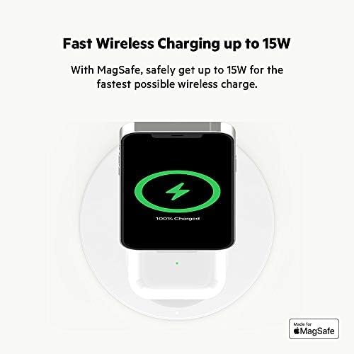 Belkin MagSafe 2-in-1 Wireless Charging Stand for Apple iPhone 17, iPhone 16, iPhone 15, iPhone 14 Series & AirPods - MagSafe Fast Charging Station for Multiple Devices - Black (Certified Refurbished)