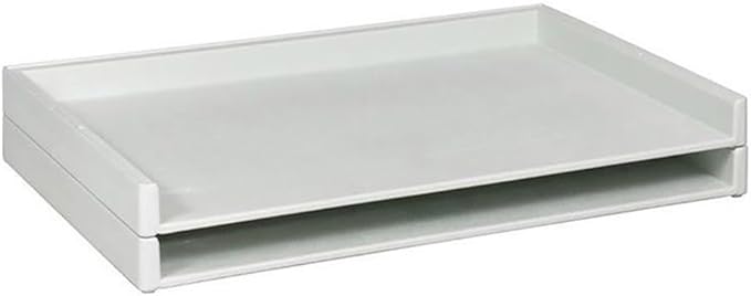 Pemberly Row Giant Stack Tray Set for 24" x 36" Documents, White Finish, HDPE Plastic, Steel Reinforced, Stackable Up to 5 ft, 300 lbs Capacity, Office Filing Storage System