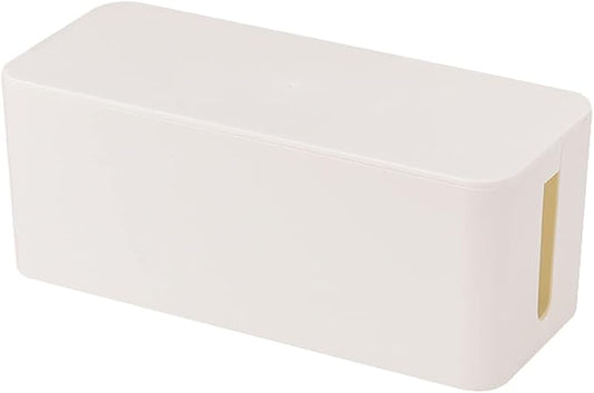 Cable Management Box,Cord Organizer Box for Home and Office System to Cover and Hide & Power Strips & Cords,Surge Protector (Large, White)