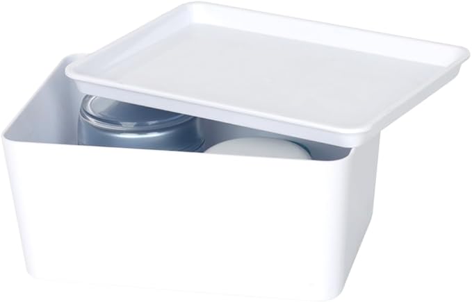 YBM HOME Plastic Storage Bin with Lid, White Basket with Handle for Organizing, Multipurpose for Classroom, Drawers, Desktop, Office, Playroom, Shelves, Closets, 2140-6
