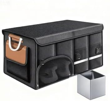 Car Trunk Organizer for SUV, Foldable Car Organizers and Storage with 4 Pocket, 72L Car Accessories with Shoes Compartments and Insulation Cooler Bag，Orange