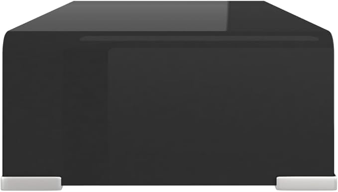 vidaXL Glass TV Stand - Black - Modern Multimedia Unit & Monitor Riser - Desktop, Laptop, Television, Receiver, Consoles - Tempered Glass for Safety & Durability - 15.7"x9.8"x4.3"