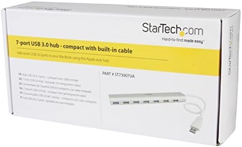 StarTech.com 7-Port USB Hub, USB A to 7x USB-A Ports, USB 3.2 5Gbps, Self-Powered, Portable Laptop Hub with power supply