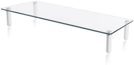 LCD LED Computer Monitor Table Riser with Tempered Glass, Shelf Space Saver Laptop (Fixed Leg)