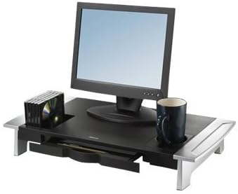 Fellowes Office Suites Premium Monitor Riser, Monitors up to 80 lbs.,Black/Silver (8031001)