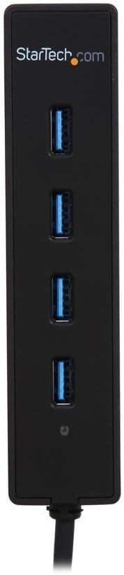 StarTech.com 4-Port USB 3.0 Hub with Built-in Cable - SuperSpeed Laptop USB Hub - Portable USB Splitter - Mini USB Hub (ST4300PBU3), Black