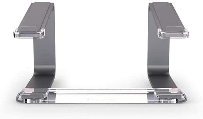 Griffin Elevator Laptop Stand - Ergonomic Computer Riser & Laptop Mount Made of Sturdy Brushed Aluminum - Supports Posture & Elevates Workspace with a Minimal Design, Space Grey Clear (2.5 Oz)