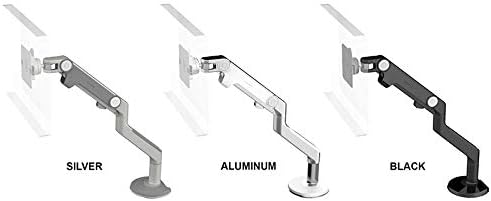 Humanscale M8 Adjustable Articulating Computer Monitor Arm - Both Mounts Clamp and Bolt Through Mount with Base - Black with Black Trim