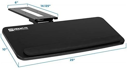 Mount-It! Under Desk Keyboard Tray, Slide-Out Keyboard Drawer with Height, Tilt and Swivel Adjustment, 25" x 10" Keyboard & Mouse Platform with Wrist Rest, Bolt-On Under Desk Mount