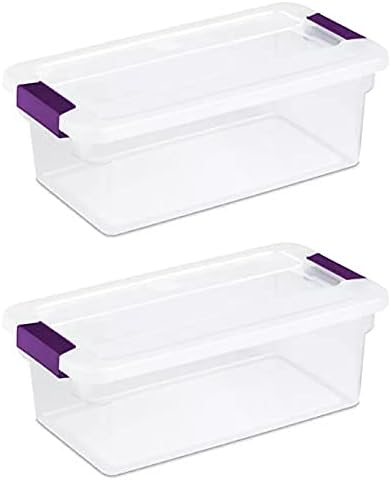 Sterilite 6 Quart ClearView LatchTM with Sweet Plum Handles, Pack Of 2 Containers