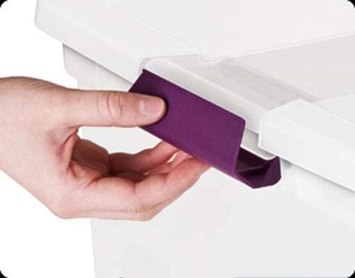 Sterilite 17511712 6 Quart Clearview Latch Storage Container with Plum Handles