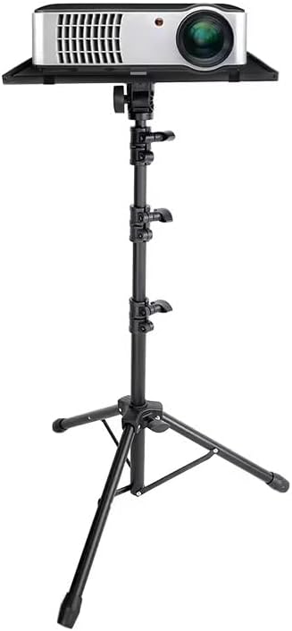 SKYMART Laptop Stand Tripod ??Adjustable Laptop Holder with Phone Mount | Heavy- Duty Alloy Tripod Stand with Tray | Height Adjustable 0.65??.6m | Portable, Foldable, 15kg Load Capacity | Black