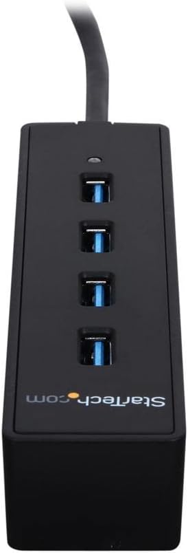 StarTech.com 4-Port USB 3.0 Hub with Built-in Cable - SuperSpeed Laptop USB Hub - Portable USB Splitter - Mini USB Hub (ST4300PBU3), Black