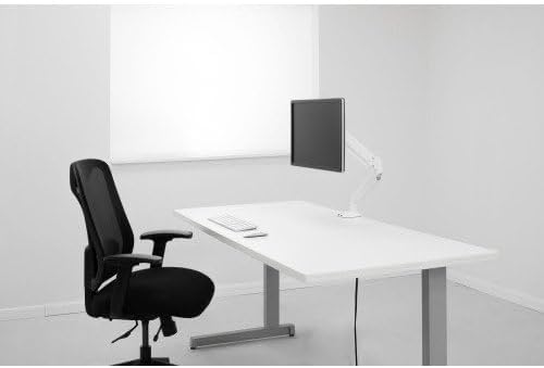 Fellowes Platinum Series Single Monitor Arm for 40-Inch Monitors, Full Motion, 360° Rotation, VESA Mount with Grommet or Clamp, USB Ports, Ergonomic, White, 8056201