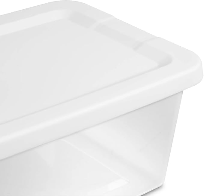 10‑Pack 6‑Quart Clear Plastic Storage Boxes with Snap‑On Lid – Durable Stackable Storage Bins for Home, Garage, Closet Organization, White Lid & Clear Body