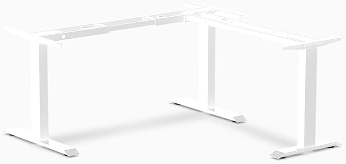 Desky Zero Fixed L-Shape Desk Frame ??Heavy-Duty Steel, White Finish, Supports Up to 440 lbs, Tool-Free Assembly, Adjustable Corner Configuration for Home & Office Setups