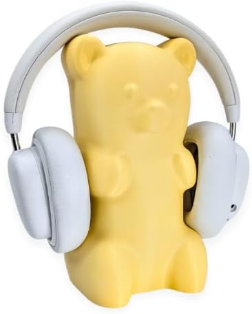 Gummy Bear Headphone Stand Hanger - Cute Headset Holder - Kawaii Desk Accessories - Compatible with Most Headphones (Pastel Yellow)