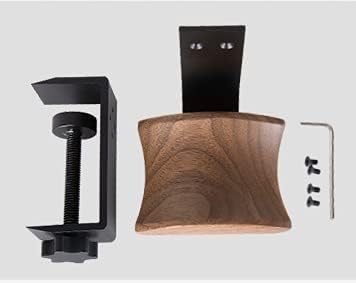 Headphone Holder with 6cm Wide Walnut Headrest,Adjustable Clamp-on Headset Stand Desk Headset Holder for Over Ear and Gaming