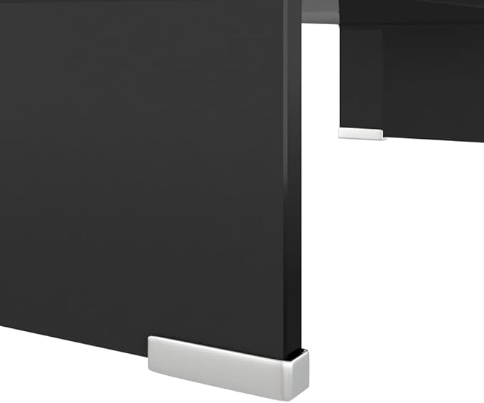 vidaXL Modern TV Stand/Monitor Riser, Tempered Glass Construction, Streamlined Black, Ideal for Television, Laptop, DVD Player - Easy to Clean, 23.6"x9.8"x4.3", Strength and Safety Borg