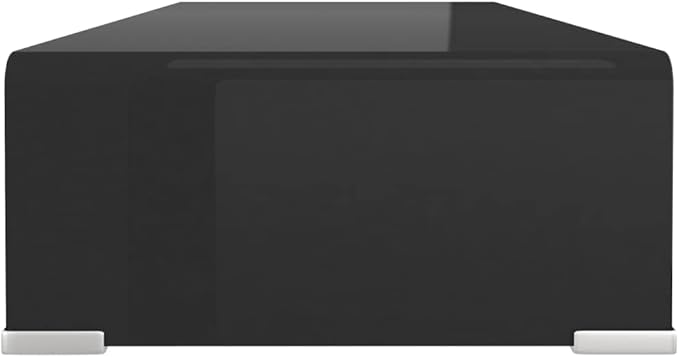 vidaXL Black Glass TV Stand and Monitor Riser - Modern Multimedia Organizer, Streamlined Design for Living Room