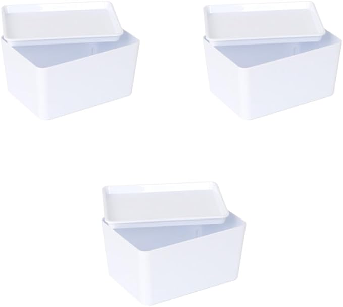 YBM Home Plastic Storage Bin with Lid, White Basket with Handle for Organizing, Multipurpose for Classroom, Drawers, Desktop, Office, Playroom, Shelves, Closets, 2140-3