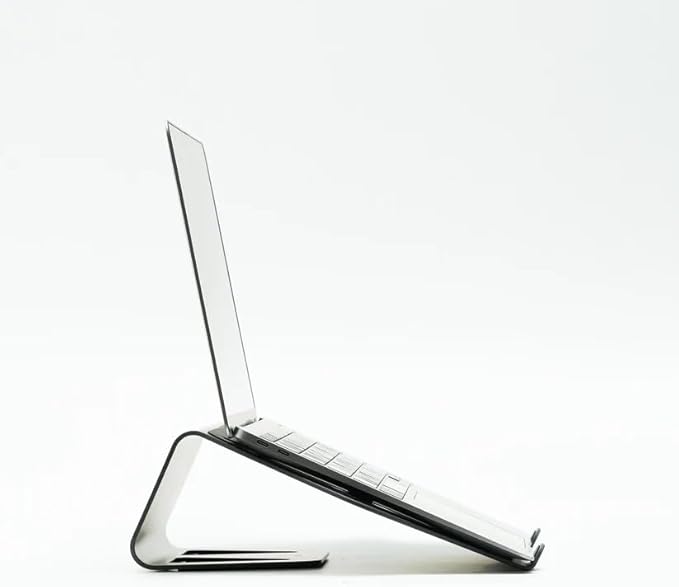 NUMIN Facet Laptop Stand Graphite | Laptop Tabletop Stand | Sturdy Rust Free Metal and Wood Design | Anti Slip leatherite Surface | Compatible for MacBook, HP, Dell, Lenovo