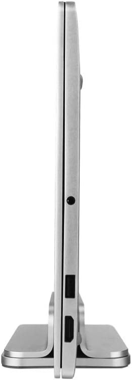 Aluminum Laptop Stand (Silver) - Vertical Design, Adjustable Base, Compatible with Laptops, Tablets, Books, Mac mini