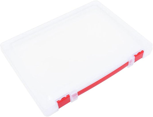 Storage Box for Document Storage with Red Buckle, Stackable Pp Paper Filling Box, Easy to Use Organizer for Craft Room and Offices, Sturdy File Case Holder