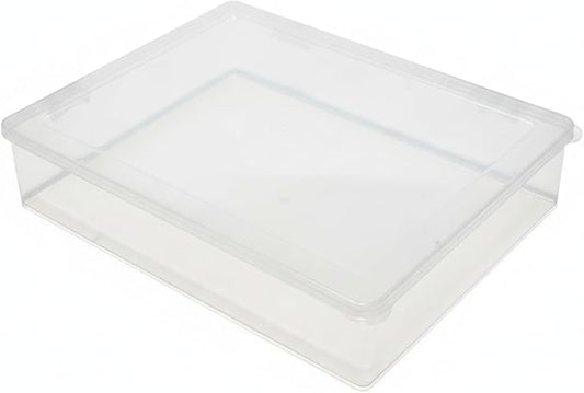 Document Storage Box, Clear PP Plastic File Organizer with Lid for A4 Papers, Stackable Desktop Bin for Office Desk (1 PC)