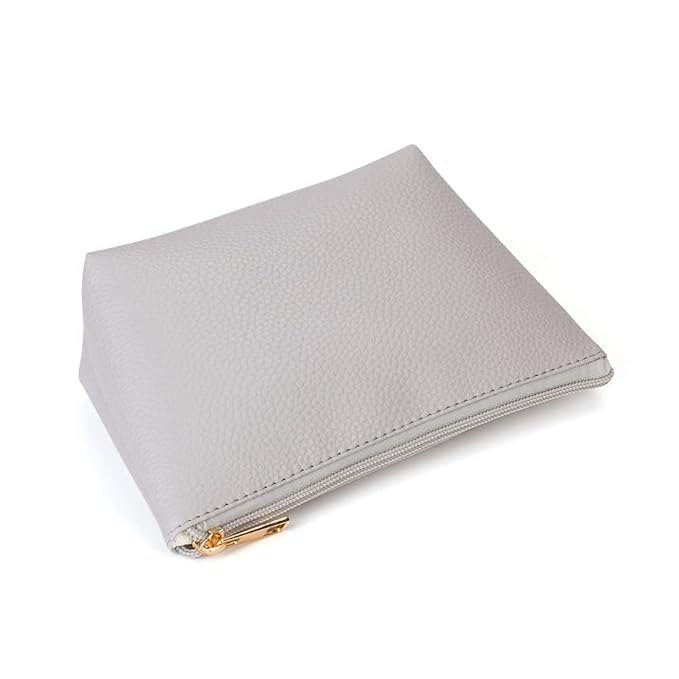 FITINI Makeup Bag Travel Large Toiletry Bag 3 Pack Portable Cosmetic Organizer Pouch with Small Brush Storage Case Gold Zipper Waterproof for Women and Girls,Gray