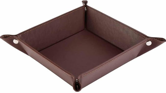 Valet Tray for Men Women - PU Leather Travel Catchall Tray Organizer - Desk Bedside Nightstand Storage Box for Jewelry Key Phone Remote Controller Wallet Watch Glasses Coin Readers - Square