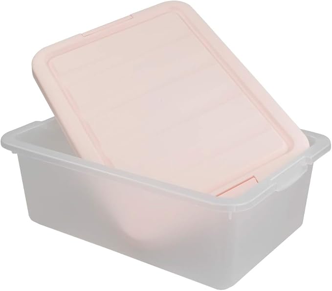 14 Quart Plastic Storage Boxes with Pink Lids, 2 Packs