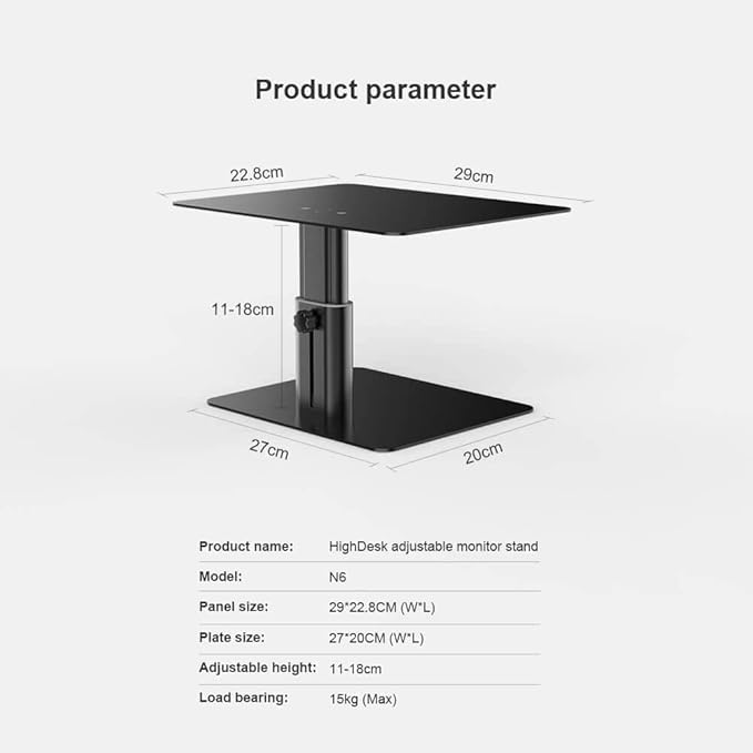 Nillkin HighDesk Adjustable Monitor Stand Riser Metal Computer Desktop Holder Support for PC Laptop - Silver