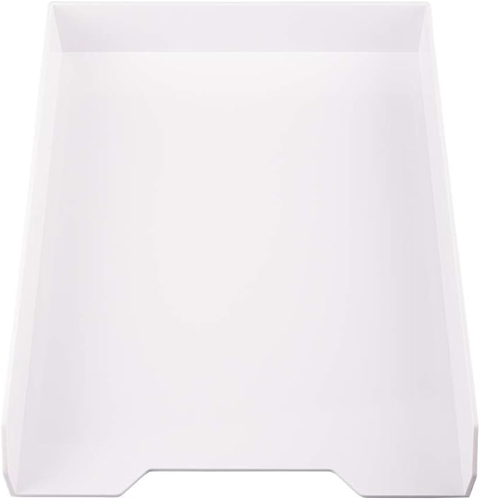 JAM PAPER Stackable Paper Trays - White - Desktop Document, Letter, & File Organizer Tray - 2/Pack