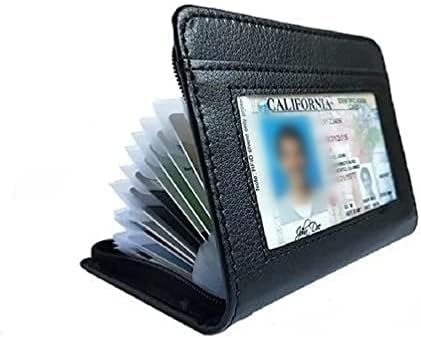 Men's Zipper Wallet with 36 Card Slots - RFID Blocking Genuine Leather Credit Card Holder, Slim Pocket Organizer with ID Window, Secure Lock Wallet for Men & Women