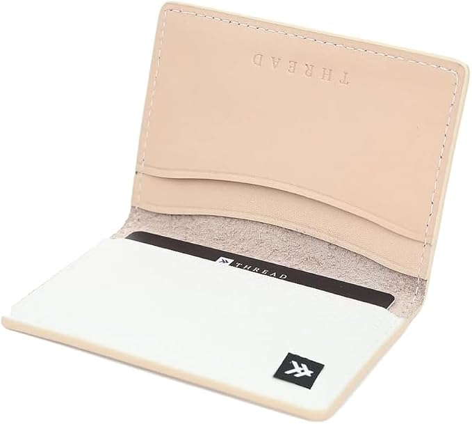 Thread Wallets RFID Blocking Slim Leather Bifold Wallet with Card Protection (Off White)