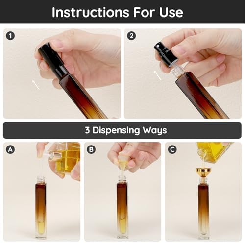 Segbeauty 10pcs 0.34oz Travel Perfume Bottle, 10ml Empty Refillable Glass Perfume Atomizer, Portable Cologne Dispenser Spray Bottle Travel Size Sample Bottles Sprayer Fragrance Making Kit Amber