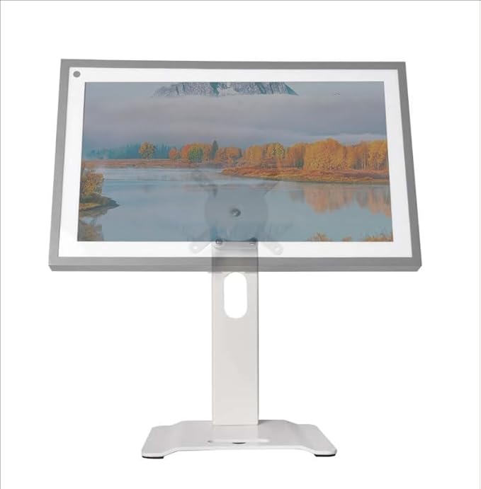 Metal Swivel and Tilt Stand for Echo Show 15 (Gen 1, Gen 2) and Show 21 Adjustable (-58/+58) with 360 Rotatable Wall Mounting Holder for Monitor Full Motion 13-29 inch White