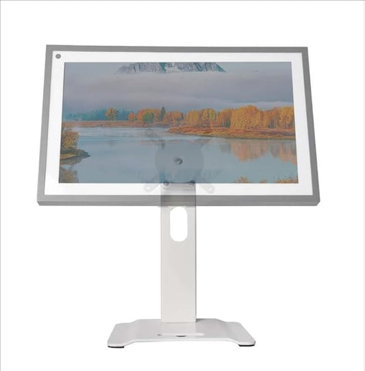 Metal Swivel and Tilt Stand for Echo Show 15 (Gen 1, Gen 2) and Show 21 Adjustable (-58/+58) with 360 Rotatable Wall Mounting Holder for Monitor Full Motion 13-29 inch White