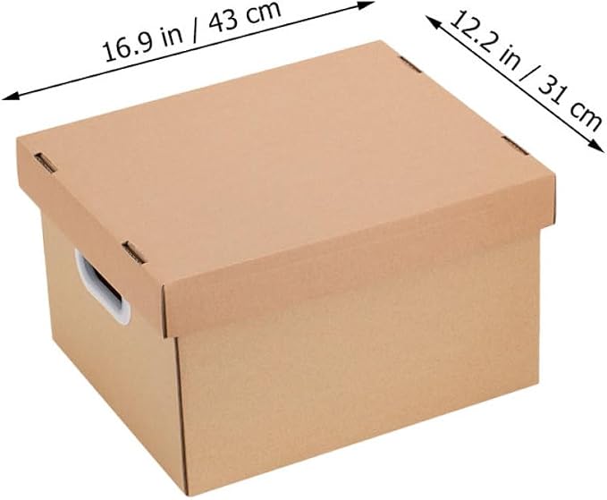 Didiseaon Document Box File Organizer with Lid 30l Kraft Paper Storage Box 43x31x24cm Office Document Holder Home Filing Case for Desktop Organization