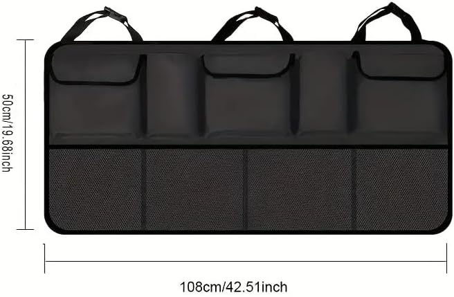 Car Backseat Hanging Trunk Organizer for SUV, Van, Truck with 9 Strage Pockets, Space Saving Organizer, Durable Strong Straps, Easy Wash (Rear Seat)