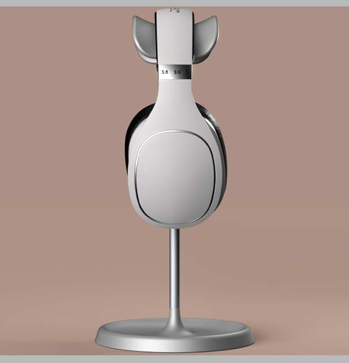 Headphone Stand, Headset Holder Desk, Gaming Earphone Stand with Aluminum Supporting Bar, ABS Headrest and Base with Metal Counterweight for All Headphone Size (Silver)