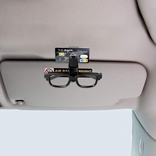 Boao 4 Pcs Sunglasses Holders for Car Sun Visor, Glasses Ticket Card Clip Mount Hanger, Double-Ends Clip 180 Degree Rotational Car Visor Accessories(Black, Silver)